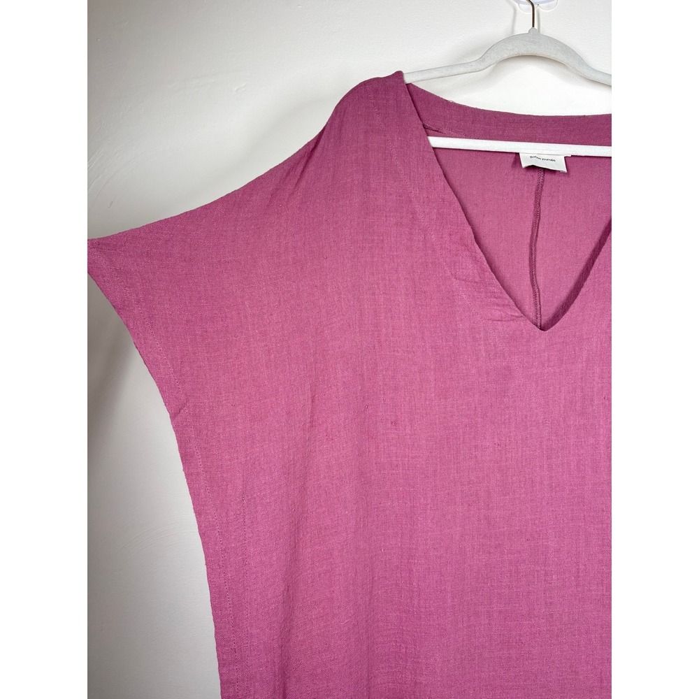Bonne Journee Kaftan Maxi Dress 3 Pink Textured V-Neck Oversized Baggy Boho - Picture 6 of 9
